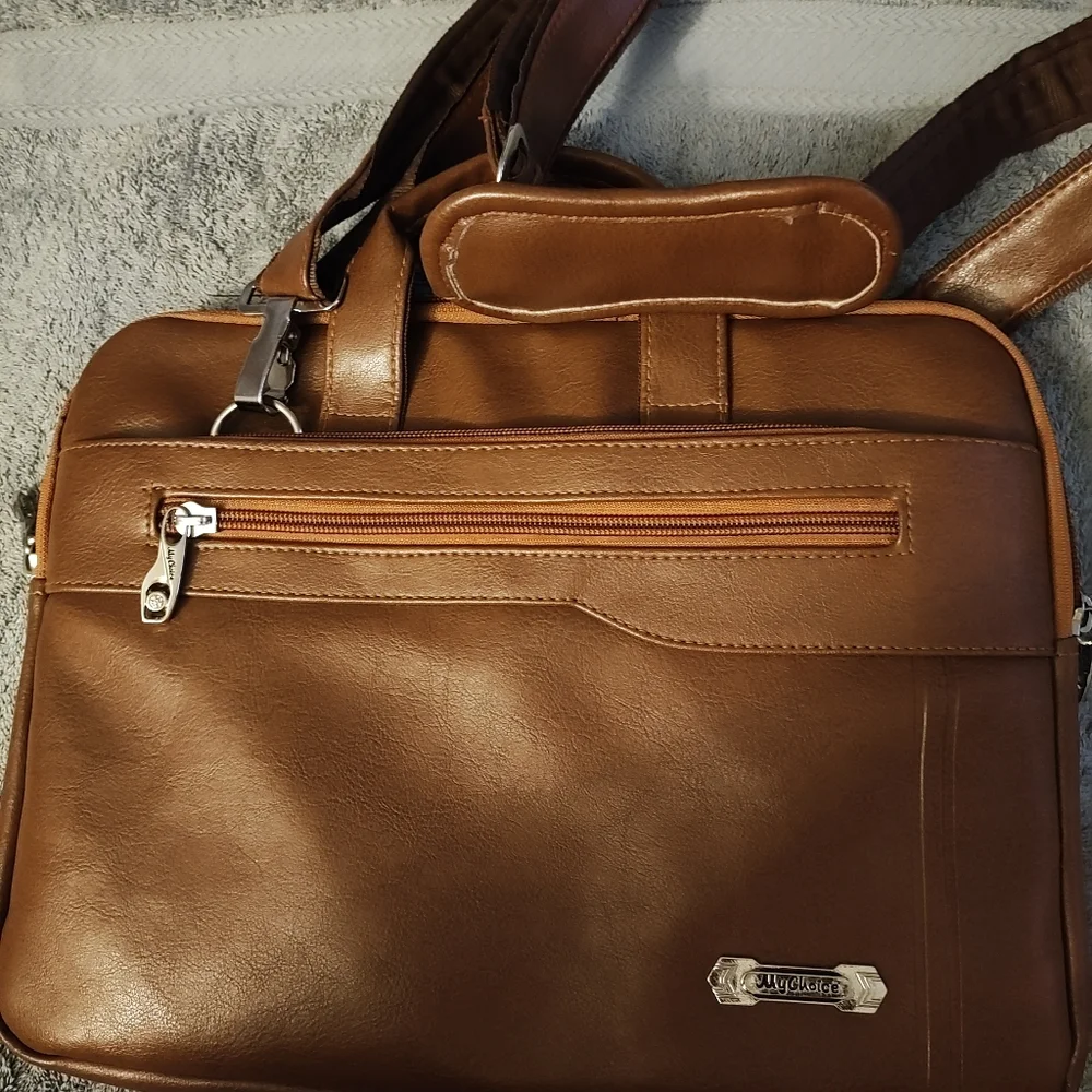 MyChoice Cognac Brown Mens Crossbody Bag For Laptop /Tablet Handle And Strap